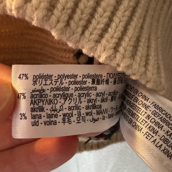 Zara size large jacquard knit cardigan cream blue green red EUC - Picture 10 of 10